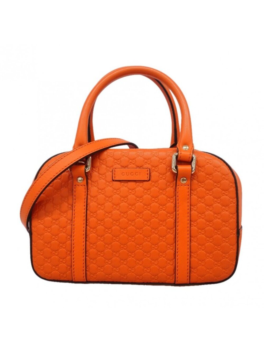 Gucci Handbag Micro Guccissima Leather Orange Champagne Gold 2-Way